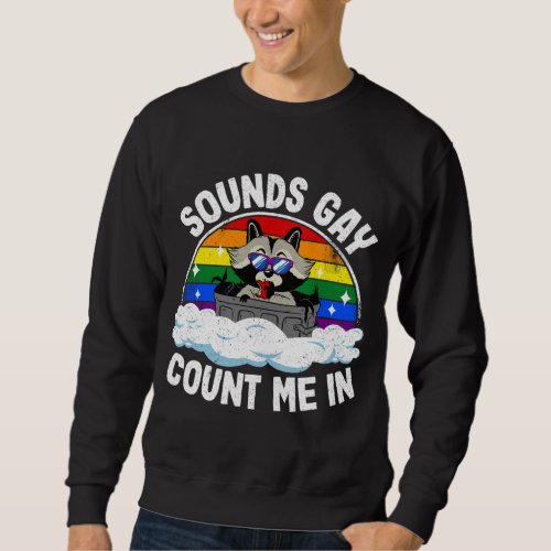 Sounds Gay Count Me In Raccoon Rainbow Flag LGBT G Sweatshirt