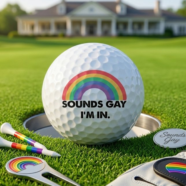 Sounds Gay I’m In Rainbow Pride Quote Golf Balls (Creator Uploaded)