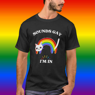 Sounds Gay I'm In Colorful Cat LGBT T-Shirt