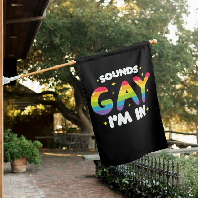 Sounds Gay I'm In Funny LGBT Pride House Flag (In SItu)