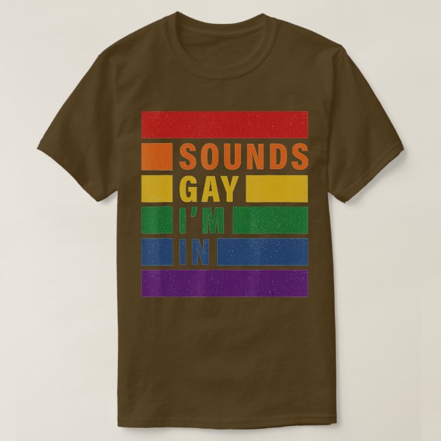 Sounds Gay Im in Funny Rainbow Proudly Support Equ T-Shirt (Design Front)
