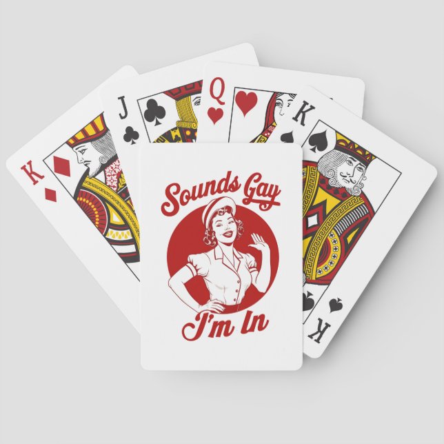 Sounds Gay I'm In Vintage Lesbian Cowgirl Howdy  Poker Cards (Back)