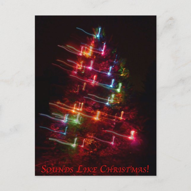 Sounds Like Christmas (Tree & Notes) Holiday Postcard (Front)