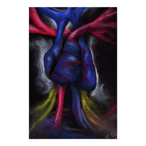 Sounds Of A Blue Heart Anatomical Science Art Poster