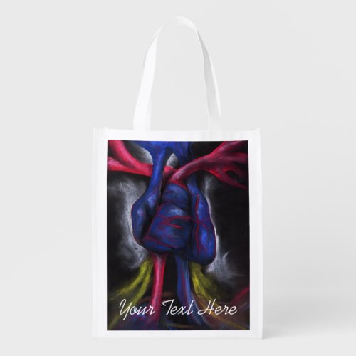 Sounds Of A Blue Heart Anatomical Science Art Reusable Grocery Bag