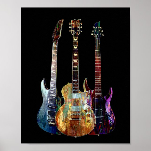 Sounds of music. Colorful guitar Poster (Front)