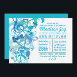 SOUNDS OF THE TORAH Aqua Bat Mitzvah Invitation<br><div class="desc">"Sounds of the Torah" is about the musical melody behind the words of your torah portion. This design has matching everything! Reply cards, thank you cards, sing-in board, memory box, table cards... .and more... ..if you cant find something just email me! All my designs are ONE-OF-A-KIND original pieces of artwork...</div>