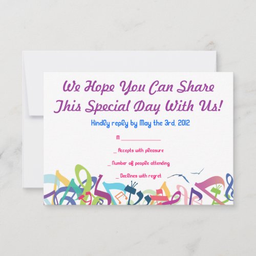 SOUNDS OF THE TORAH Bat Bar Mitzvah Reply Card Personalized Announcement