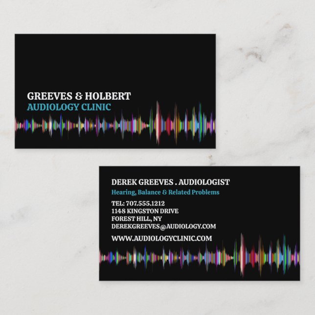 Soundwave Design, Audiologist, Audiology Clinic Business Card (Front/Back)