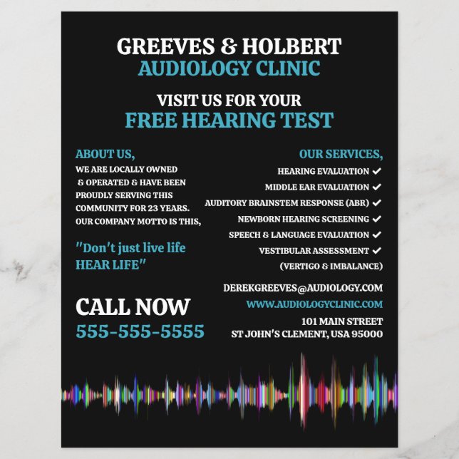 Soundwave Design, Audiologist, Audiology Clinic Flyer (Front)