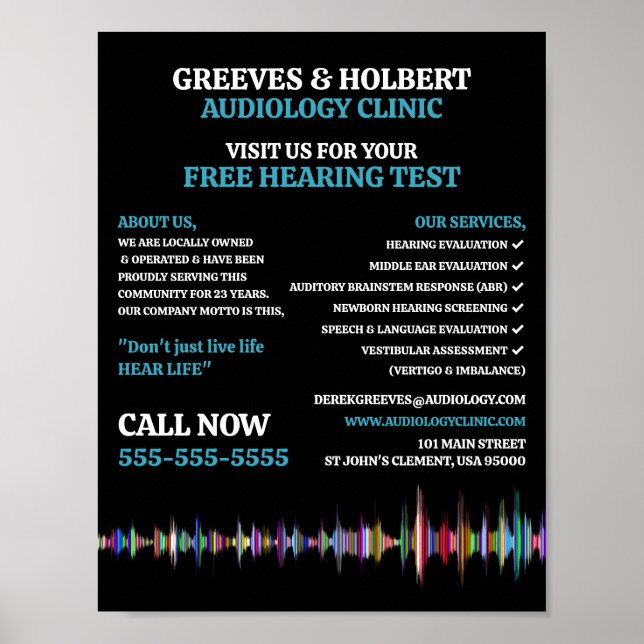 Soundwave Design, Audiologist, Audiology Clinic Poster (Front)