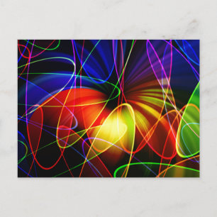 Soundwaves Neon Fractal Postcard