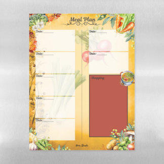 Soup Du Jour 7 Day Blank Meal Planner Magnetic Dry Erase Sheet