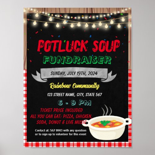 Soup fundraiser event template poster
