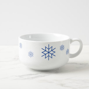 Soup Mug - Blue Snowflakes