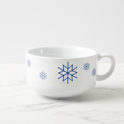 Soup Mug _ Blue Snowflakes