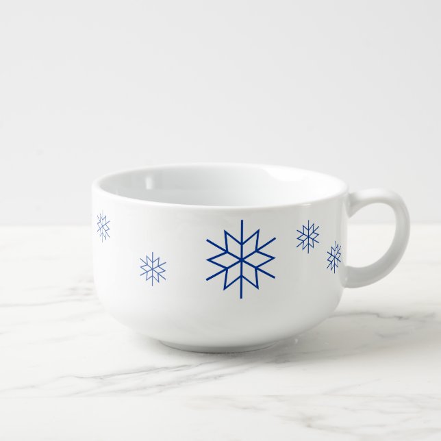 Soup Mug - Blue Snowflakes (Left)