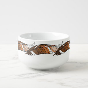 Soup Mug - Five Brown Feathers