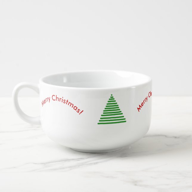 Soup Mug - Xmas Tree with Curved Text (Right)