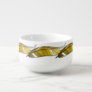 Soup Mug - Yellow Feathers