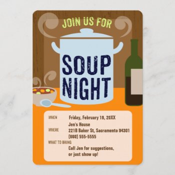 Soup Night Casual Dinner Party Invitation by blackunicorn at Zazzle