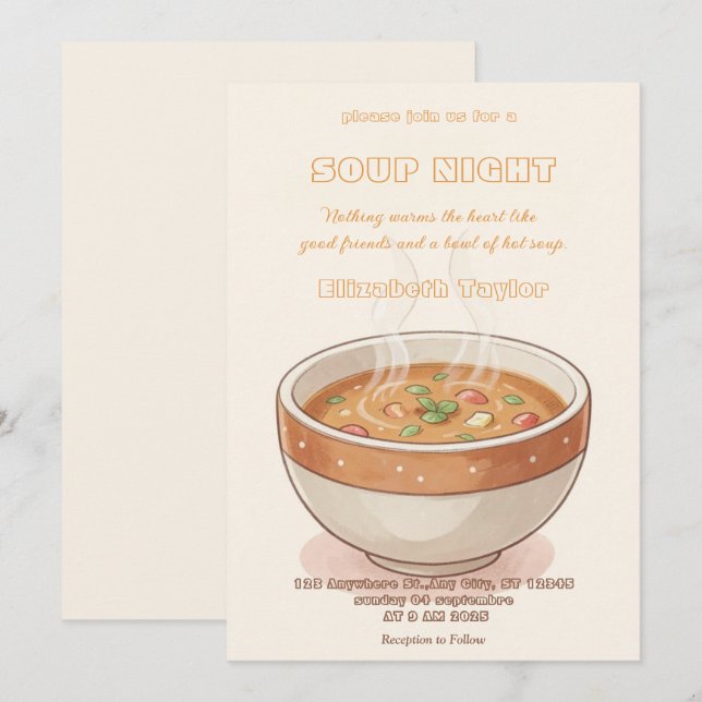 Soup Night Dinner Party Invitations (Front/Back)