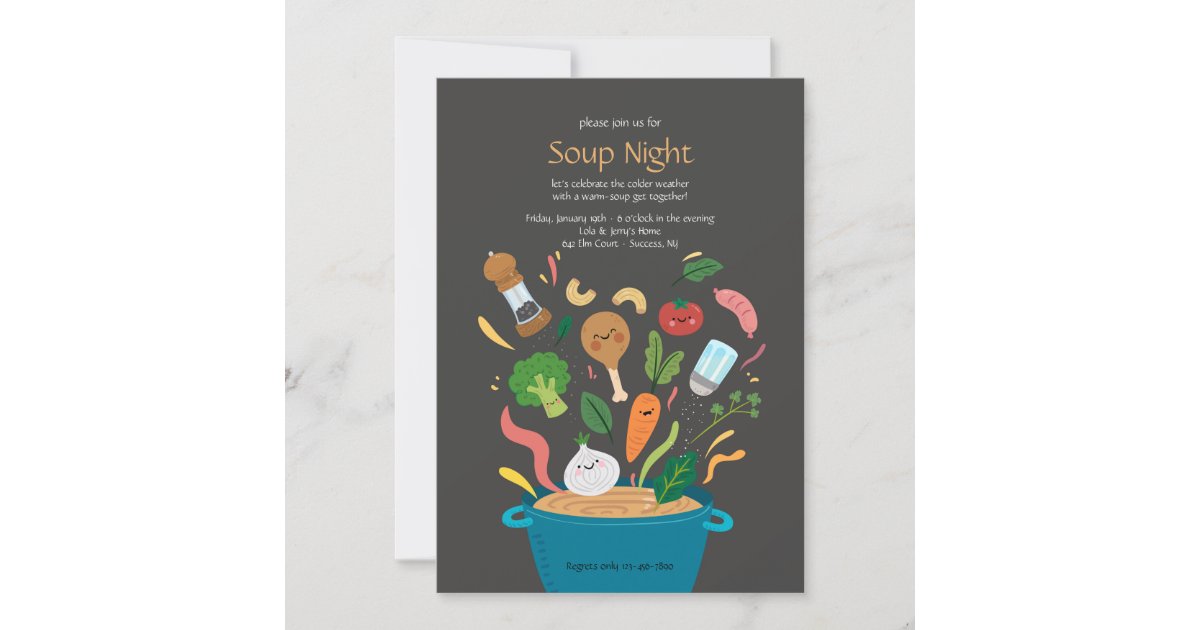 Soup Night Dinner Party Invitations Zazzle