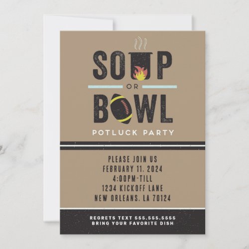 Soup or Bowl Football Potluck Party Invitation