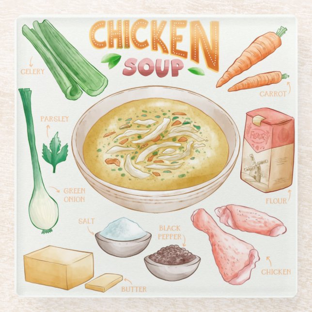 Soup Recipe Glass Coaster (Front)