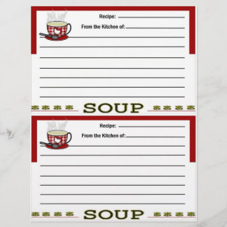 Soup Recipe Pages for Recipe Binder