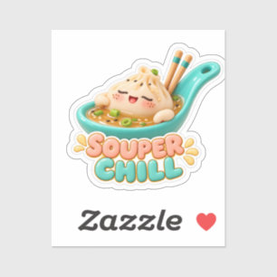 Souper Chill Cute Dumpling Soup Spoon Sticker