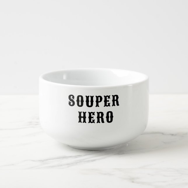 Souper Hero Soup Pun Bowl, Christmas Gift Soup Mug (Front)