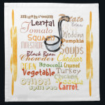 Soups Graffiti (gold) Napkin<br><div class="desc">graphic art of many different soups - perfect little napkin for serving soup to your guests. change it into a larger dinner napkin or change the background color to match your colors. look for SOUP MUG and PLACEMAT to match</div>
