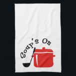 Soup's On Kitchen Towel<br><div class="desc">Pot and label with "Soup's On"</div>