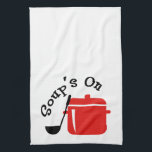Soup's On Kitchen Towel<br><div class="desc">Pot and label with "Soup's On"</div>