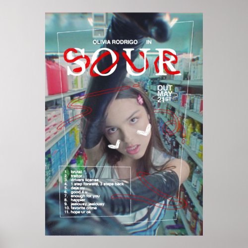 SOUR by Olivia Rodrigo music ft drivers license a Poster