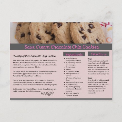 Sour Cream Chocolate Chip Cookies Postcard