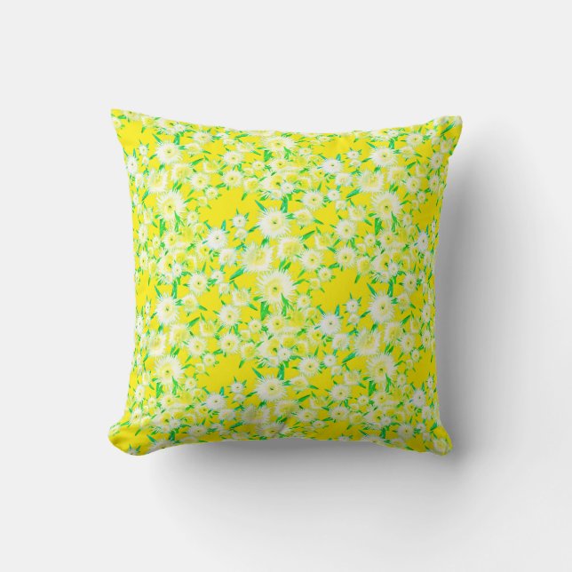 Sour Figs Flowers Leaves Pattern Pillow Cushion (Front)