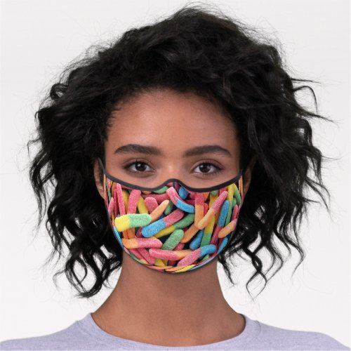 Sour Gummy Worms Candy Sweets Premium Face Mask