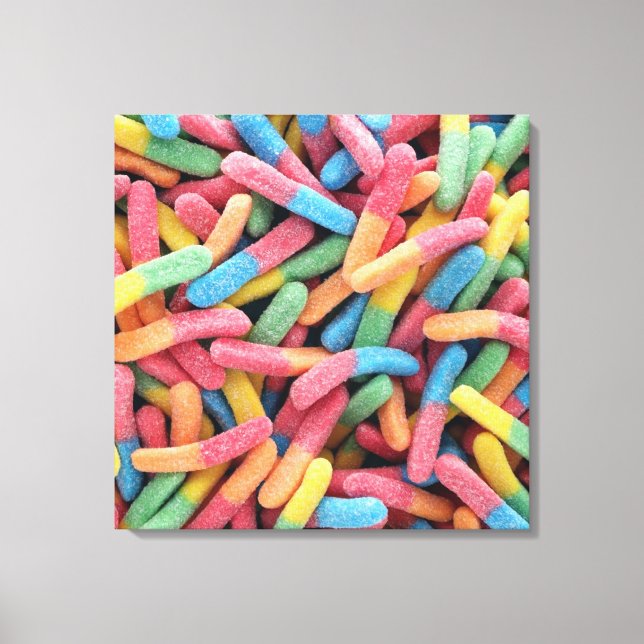 Sour Gummy Worms Canvas Print (Front)