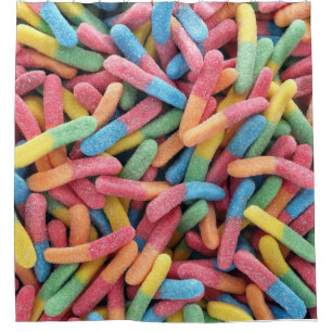 Sour Gummy Worms Shower Curtain