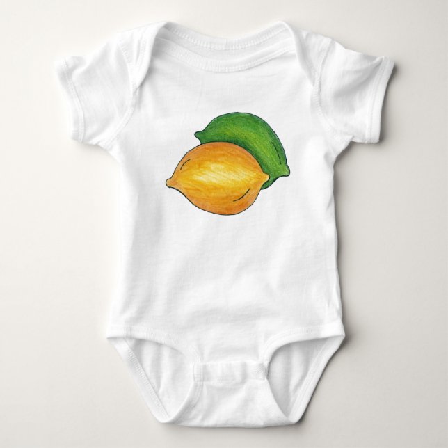 Sour Lemon n' Lime Citrus Fruit Cooking Foodie Baby Bodysuit (Front)