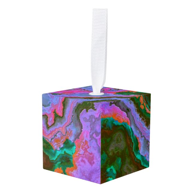 Sour Marble  Cube Ornament (Front Angled)