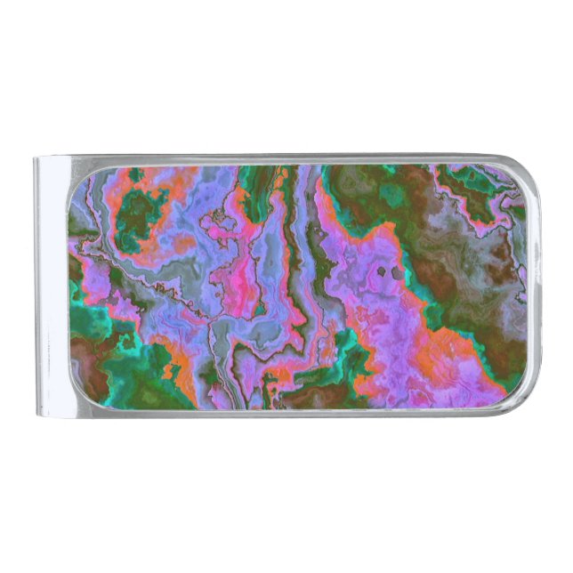 Sour Marble  Silver Finish Money Clip (Front)