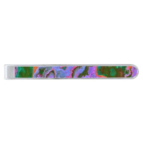 Sour Marble   Silver Finish Tie Bar