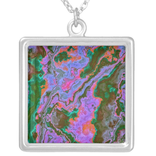 Sour Marble  Silver Plated Necklace (Front)