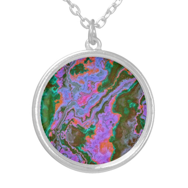 Sour Marble  Silver Plated Necklace (Front)