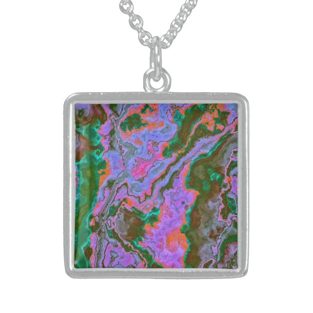 Sour Marble  Sterling Silver Necklace (Front)