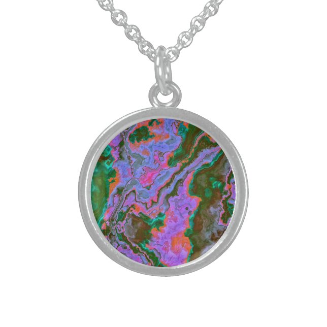 Sour Marble   Sterling Silver Necklace (Front)