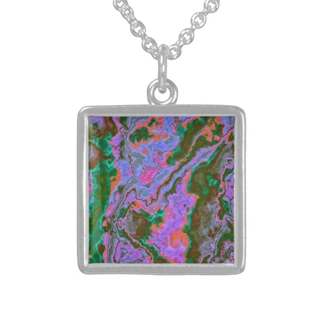 Sour Marble   Sterling Silver Necklace (Front)